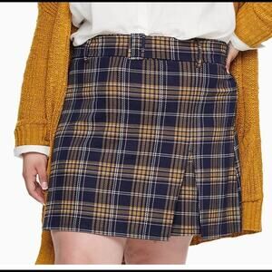 NEW - SO Juniors plaid school girl pleated skirt in navy and mustard color SZ XL